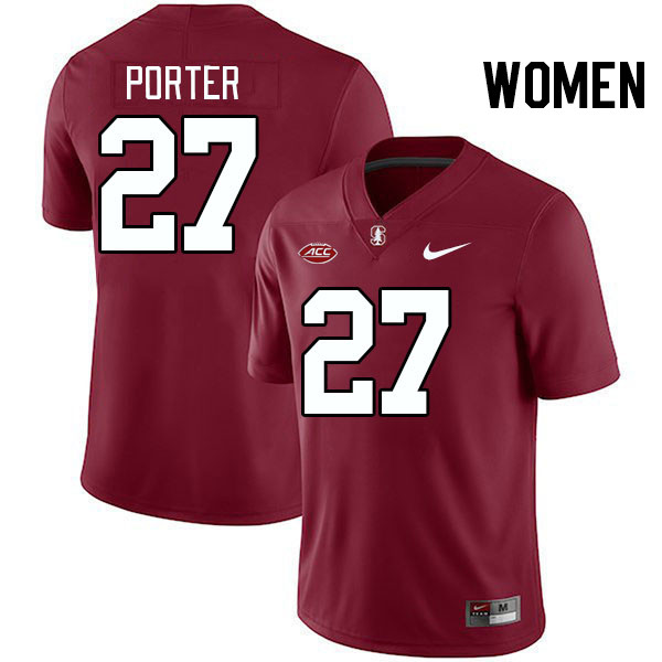 Women #27 Omari Porter Stanford Cardinal 2024 ACC Conference College Football Jerseys Stitched-Cardi